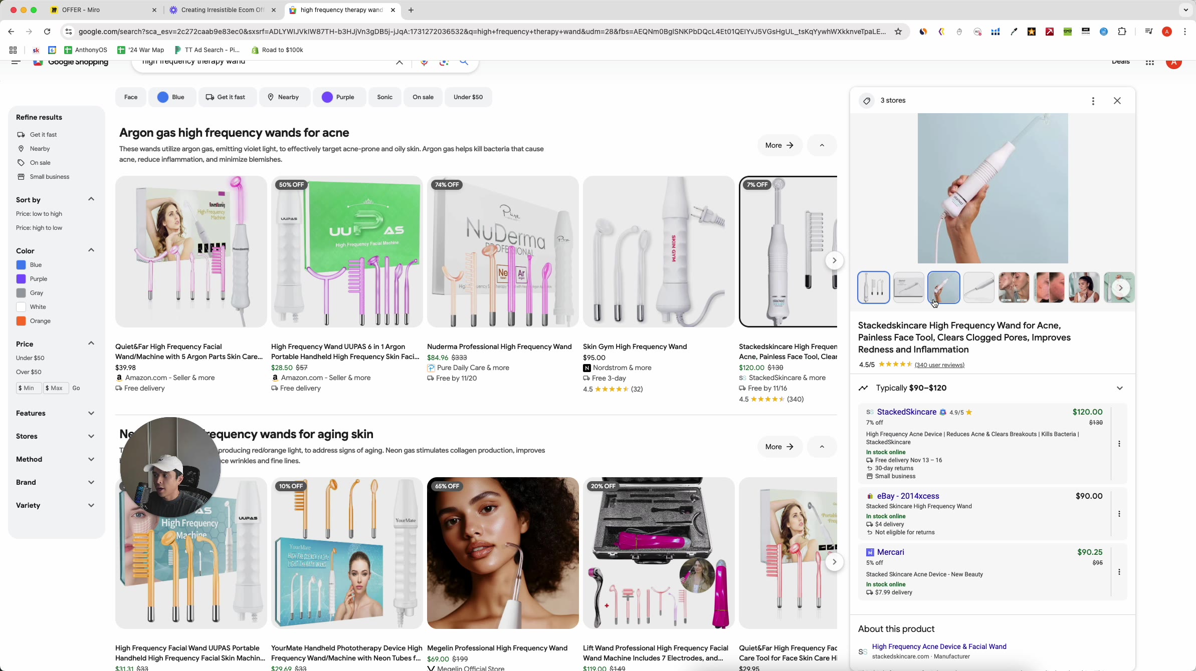 Google Shopping zeigt dasselbe High-Frequency-Gerät zu vielen Preisen